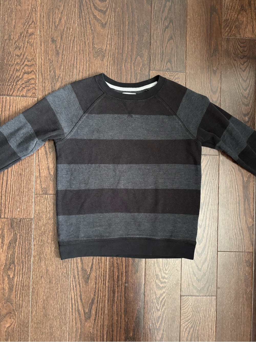 Grey and Black Striped Grunge Crewneck